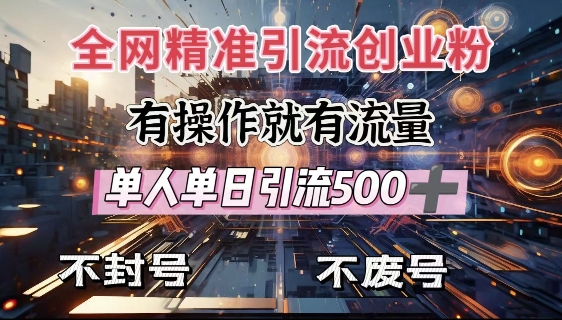 mp15344期-全网独家引流创业粉，有操作就有流量，单人单日引流500+，不封号、不费号