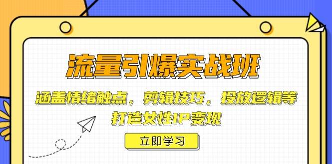 fy10478期-流量引爆实战班，涵盖情绪触点，剪辑技巧，投放逻辑等，打造女性IP变现