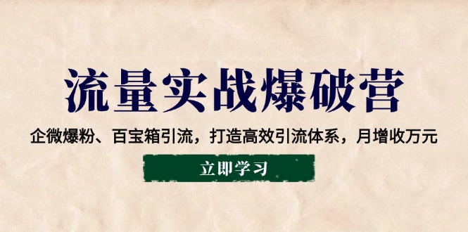 fy10505期-流量实战爆破营：企微爆粉、百宝箱引流，打造高效引流体系，月增收万元