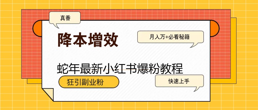 fy10539期-蛇年最新小红书爆粉教程，狂引副业粉，月入万+必看