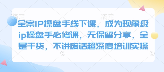 mp15704期-全案IP操盘手线下课，成为现象级ip操盘手必修课，无保留分享，全是干货，不讲废话超深度培训实操