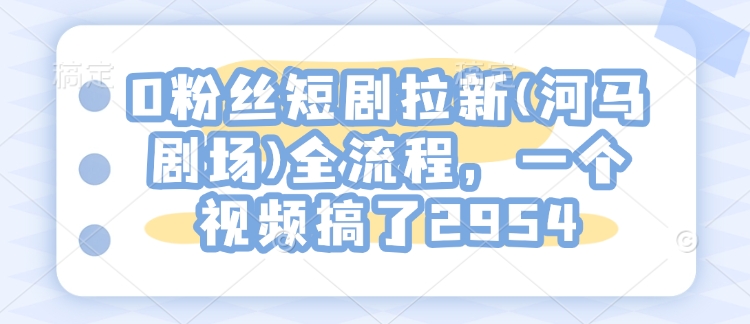 mp15935期-0粉丝短剧拉新(河马剧场)全流程，一个视频搞了2954