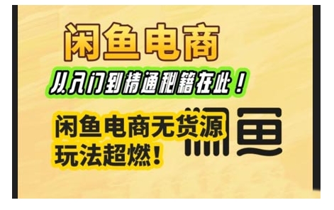 mp16145期-闲鱼电商实战课，从入门到精通秘籍在此，闲鱼电商无货源玩法超燃!