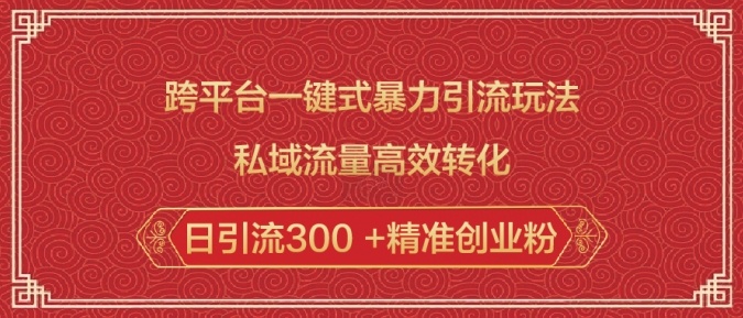 mp16231期-跨平台一键式暴力引流玩法，私域流量高效转化日引流300 +精准创业粉