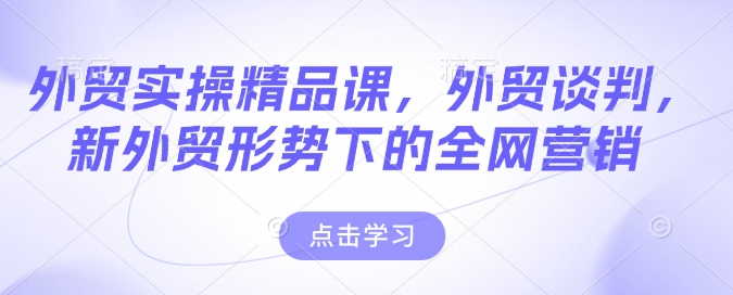 mp16255期-外贸实操精品课，外贸谈判，新外贸形势下的全网营销