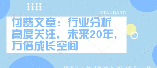 mp16472期-付费文章：行业分析 高度关注，未来20年，万倍成长空间