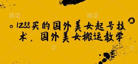 mp16474期-1288买的国外美女起号技术，国外美女搬运教学