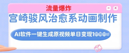mp16684期-宫崎骏风治愈系动画制作，AI软件一键生成原创视频流量爆炸，单日变现多张，详细实操流程