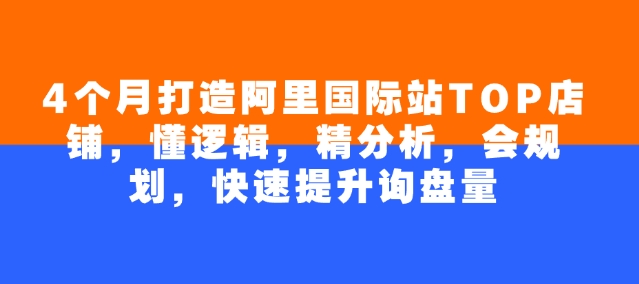 mp16832期-4个月打造阿里国际站TOP店铺，懂逻辑，精分析，会规划，快速提升询盘量