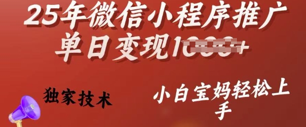 mp17175期-25年微信小程序推广单日变现多张，独家技术，小白宝妈轻松上手