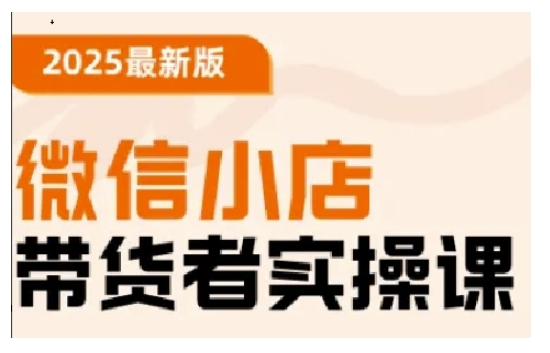 mp17233期-2025最新版微信小店带货者实操课，基础操作到高级运营技巧，快速上手
