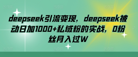 mp17313期-deepseek引流变现，deepseek被动日加1000+私域粉的实战，0粉丝月入过W