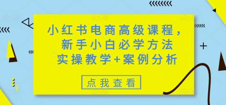 mp17483期-小红书电商高级课程，新手小白必学方法，实操教学+案例分析
