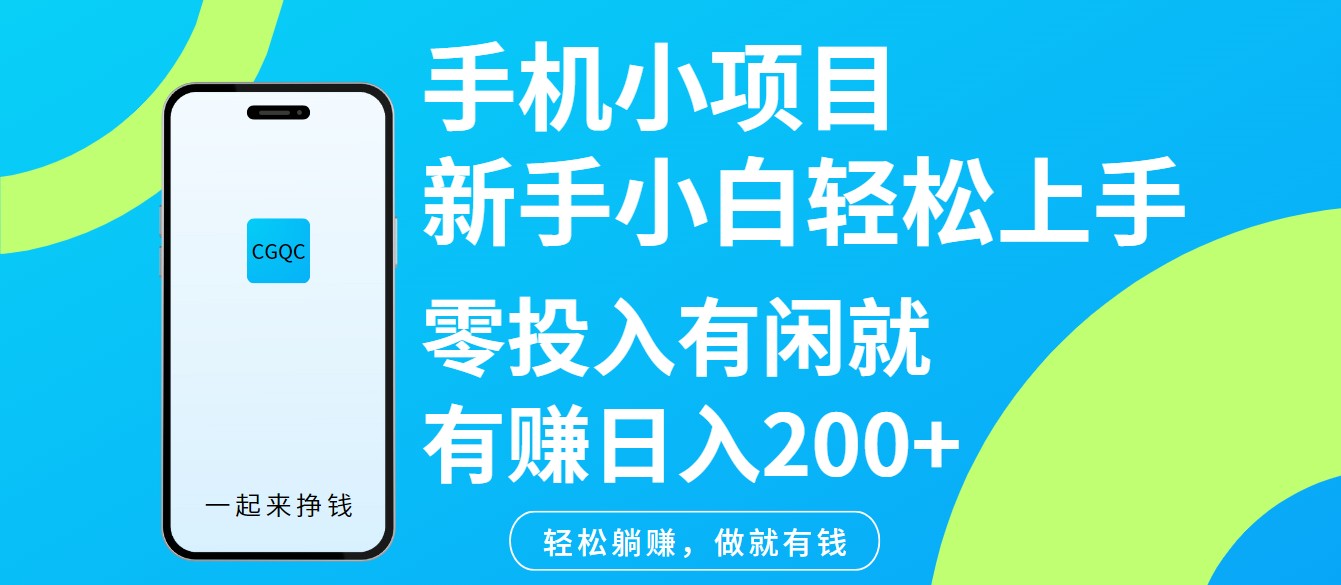 fy11754期-手机小项目新手小白轻松上手零投入有闲就有赚日入200+