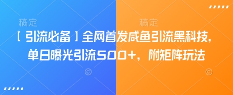 mp17823期-【引流必备】全网首发咸鱼引流黑科技，单日曝光引流500+，附矩阵玩法