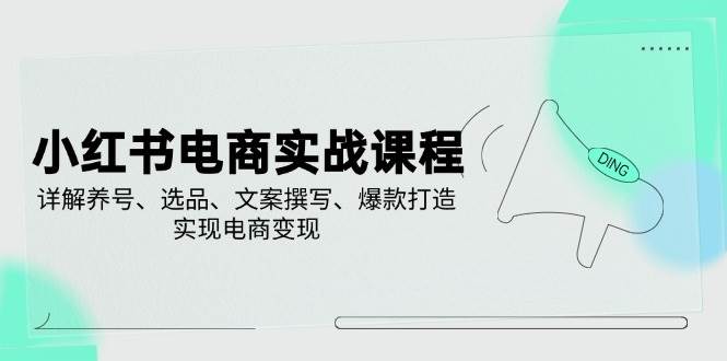 fy11918期-小红书电商实战课程，详解养号、选品、文案撰写、爆款打造，实现电商变现