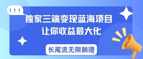 mp18750期-独家三端变现蓝海项目，让你收益最大化，长尾流无限躺挣