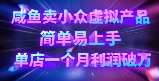 mp18898期-咸鱼卖小众虚拟产品，简单易上手，单店一个月利润破W