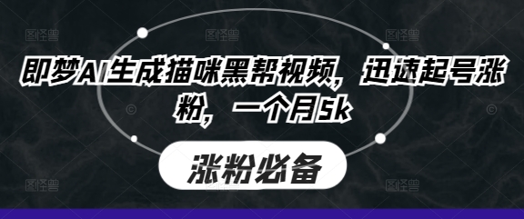 mp19133期-即梦AI生成猫咪黑帮视频，迅速起号涨粉，一个月5k