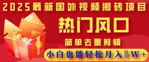 mp19162期-2025最新视频搬砖项目，热门风口，简单去重剪辑，小白也能轻松月入过W
