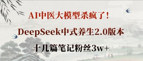 mp19431期-AI中医大模型杀疯了！DeepSeek中式养生2.0版本，十几篇笔记粉丝3w+