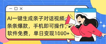 mp19544期-AI一键生成亲子对话视频，条条爆款，一部手机即可操作，单日变现数张
