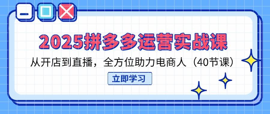 fy12515期-2025拼多多运营实战课，从开店到直播，全方位助力电商人（40节课）