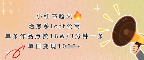 mp19727期-小红书超火的治愈系loft公寓，单条作品点赞16W，3分钟一条，单日变现数张
