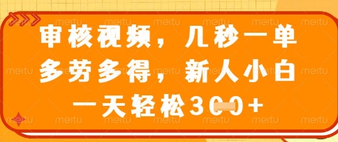 mp19904期-最新审核视频，几秒一单，多劳多得，新人小白一天轻松3张