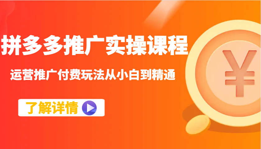 fy12792期-拼多多推广实操课程：运营推广付费玩法从小白到精通