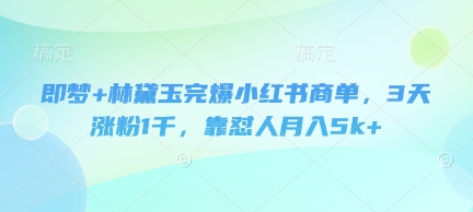 mp20412期-即梦+林黛玉完爆小红书商单，3天涨粉1千，靠怼人月入5k+