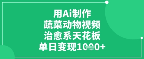 mp20712期-用Ai制作蔬菜动物视频，治愈系天花板，单日变现1k