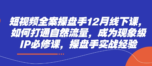 mp20879期-短视频全案操盘手12月线下课，如何打通自然流量，成为现象级IP必修课，操盘手实战经验