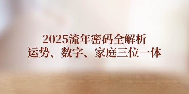 fy12979期-2025流年密码全解析，运势、数字、家庭三位一体