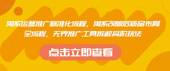 mp21287期-淘系运营推广标准化流程，​淘系改版后新品布局全流程，无界推广工具拆解高阶玩法