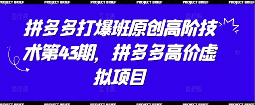 mp21498期-拼多多打爆班原创高阶技术第43期，拼多多高价虚拟项目