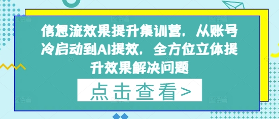 信息流效果提升集训营从账号冷启动到AI提效全方位立体提升效果解决问题-AIGC资源中心