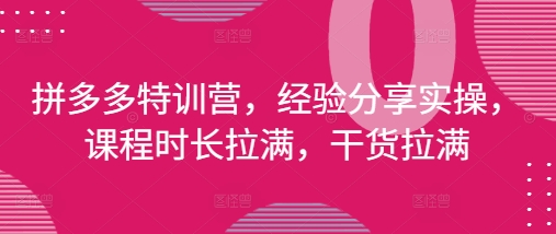 mp21885期-拼多多特训营，经验分享实操，课程时长拉满，干货拉满(更新25年4月)