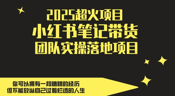 mp22866期-2025超火项目，副业最佳选择，小红书笔记带货团队实操落地项目，，轻松日入5张