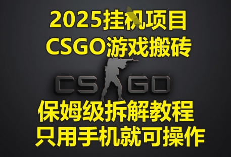 mp22879期-2025挂G项目，CSGO游戏搬砖，保姆级拆解教程，只用手机就可操作