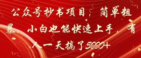公众号抄书项目简单粗暴小白也能快速上手有人一天搞了1k+-AIGC资源中心