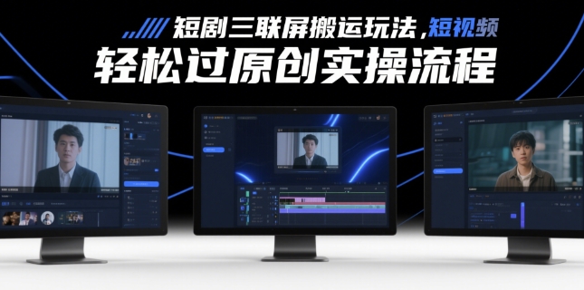 短剧三联屏搬运玩法短剧搬运轻松过原创实操流程-AIGC资源中心