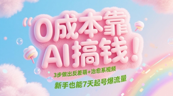 mp23473期-0成本靠AI搞钱！3步做出反差萌+治愈系视频，新手也能7天起号爆流量