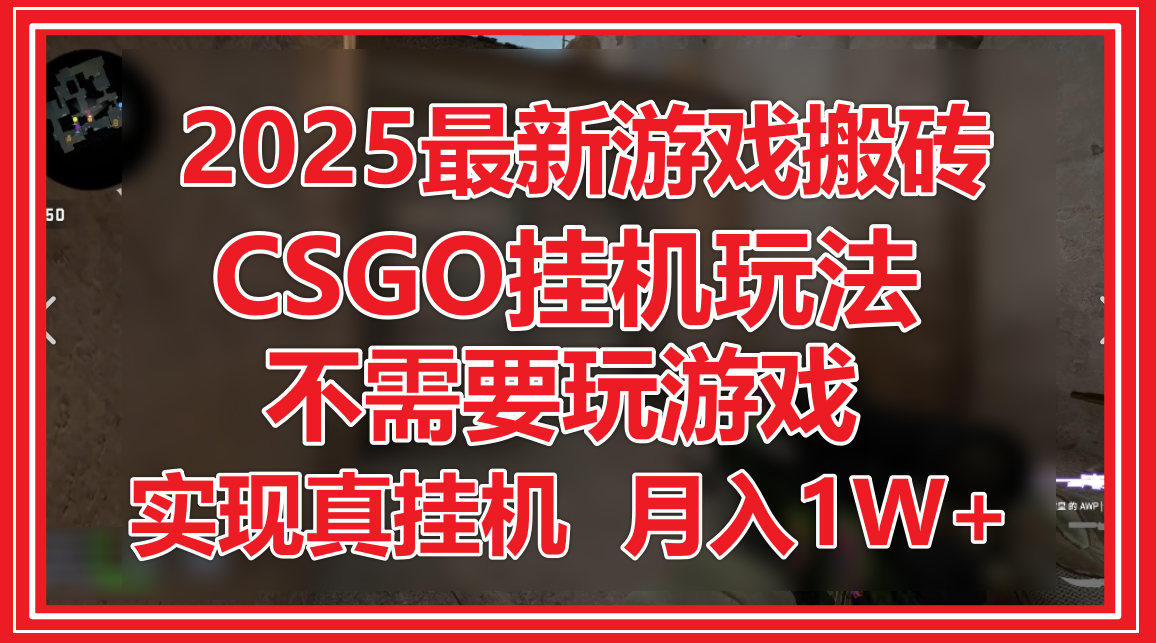 fy13769期-2025最新游戏搬砖，CSGO挂机，不需要玩游戏，实现真挂机，月入1W+