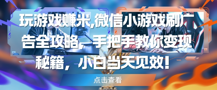 mp23669期-玩游戏挣米，微信小游戏刷广告全攻略，手把手教你变现秘籍，小白当天见效
