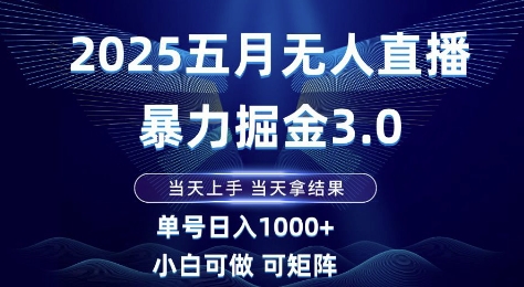 mp23842期-2025五月无人直播暴力掘金3.0，当天上手，当天拿结果，单号日入1k+小白可做可矩阵