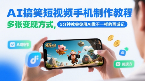 mp23969期-AI搞笑短视频手机制作教程，多张变现方式，5分钟教会你用AI做不一样的西游记