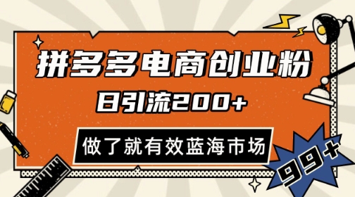 mp24055期-拼多多引流电商创业粉，日引200+，可矩阵放大，做了就有效