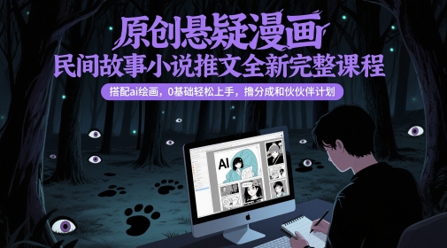 mp24163期-原创悬疑漫画民间故事小说推文全新完整课程， 搭配ai绘画，0基础轻松上手，撸分成和伙伴计划