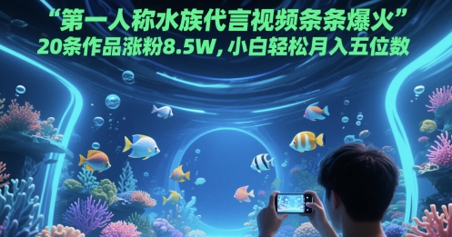 mp24278期-第一人称水族代言视频条条爆火，20条作品涨粉8.5W，小白轻松月入五位数
